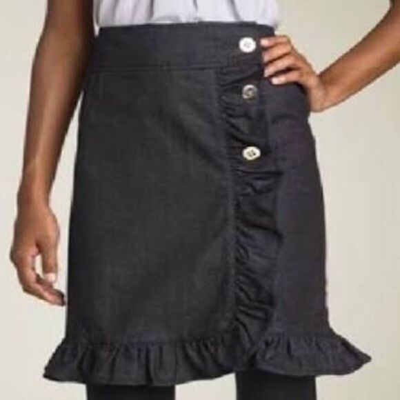 Anthro Leifsdottir Indigo Denim Ruffle Skirt Sz 6 - Picture 9 of 9